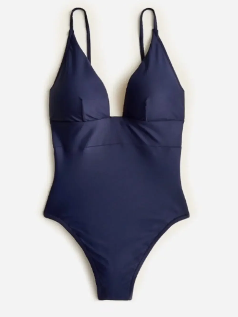 J. Crew Plunge One Piece Swimsuit in Navy Blue - Size 14